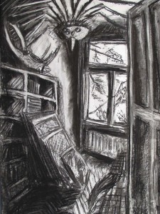 "Gästezimmer" 100x70cm Kreide/Kohle auf Papier 2011