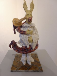 "Sehr zufriedener Pierrot" 45x15x15cm Keramik glasiert 2014