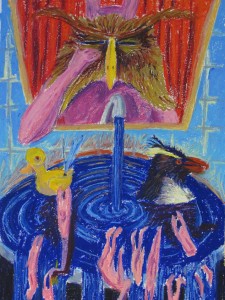 "Houdinis Badewanne" 100x70cm Oelpastell auf Papier 2013