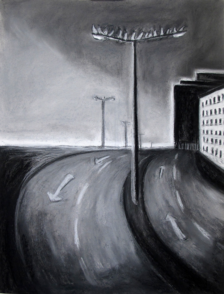 "Highway" 50.40 cm Kohle und Pastell auf Papier 2016